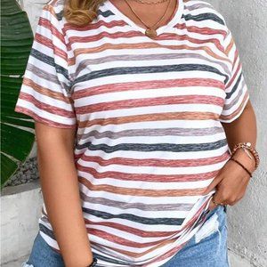 SHEIN Curve Striped Print Tee - size 4XL